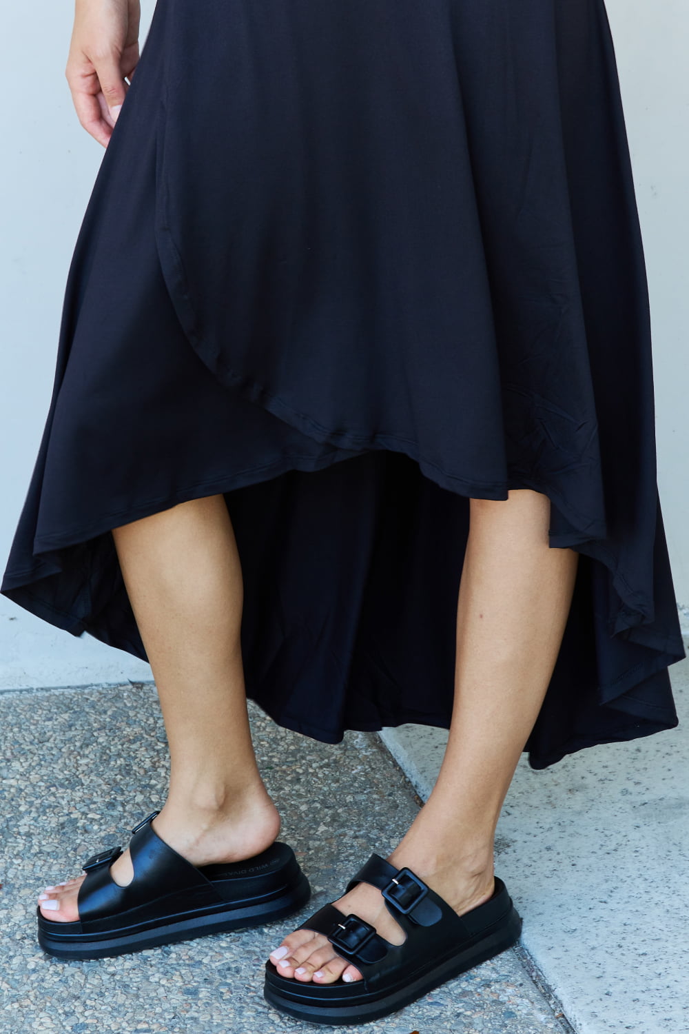 Black High Waisted Flare Long Skirt