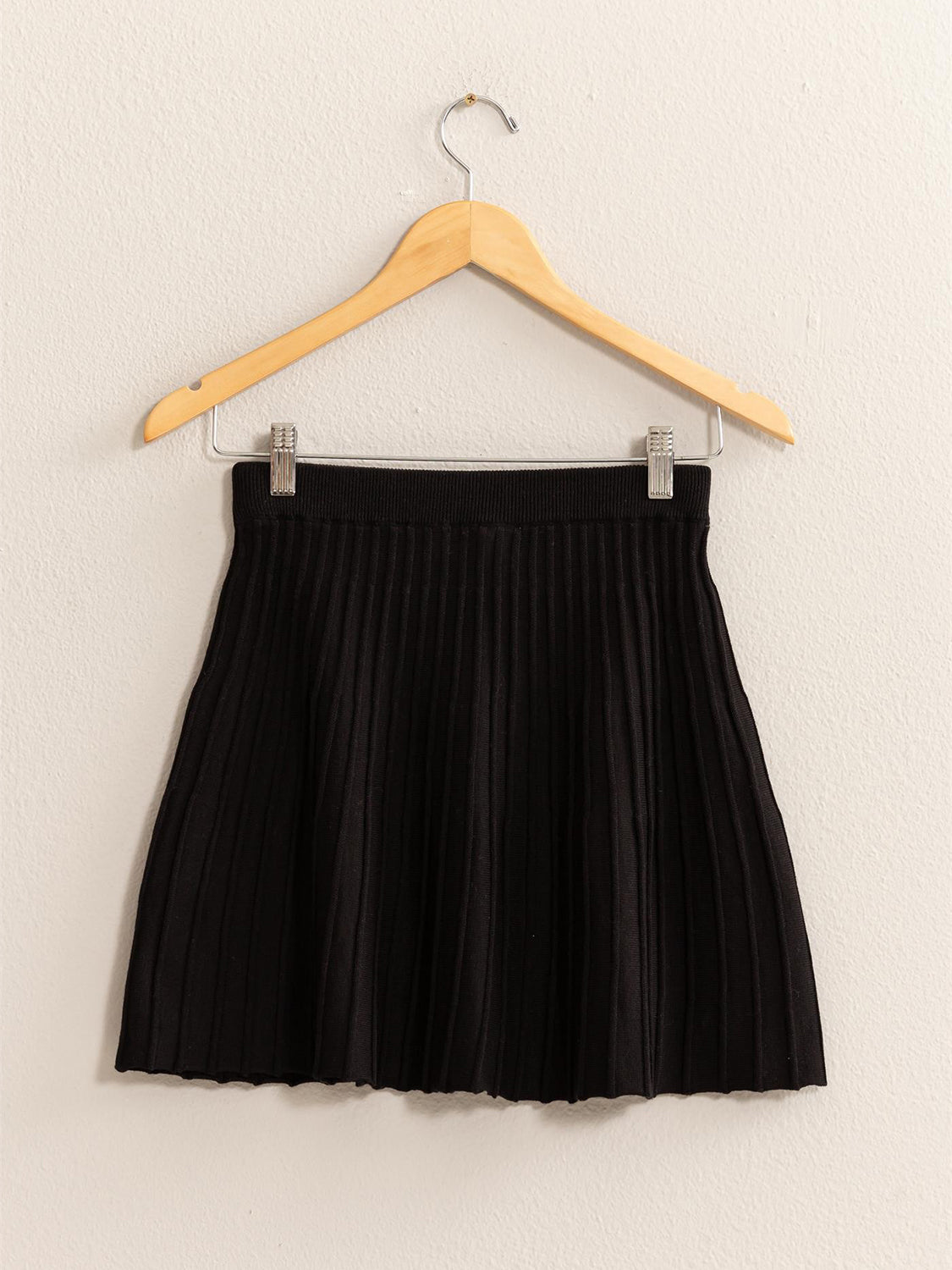 Black High Waist Pleated Short Skirt