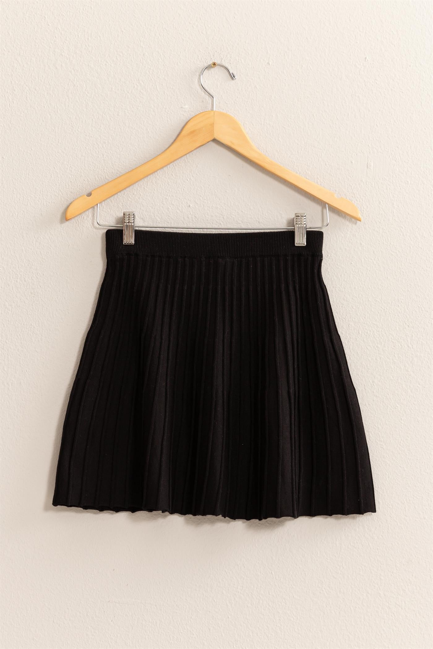 Black High Waist Pleated Short Skirt