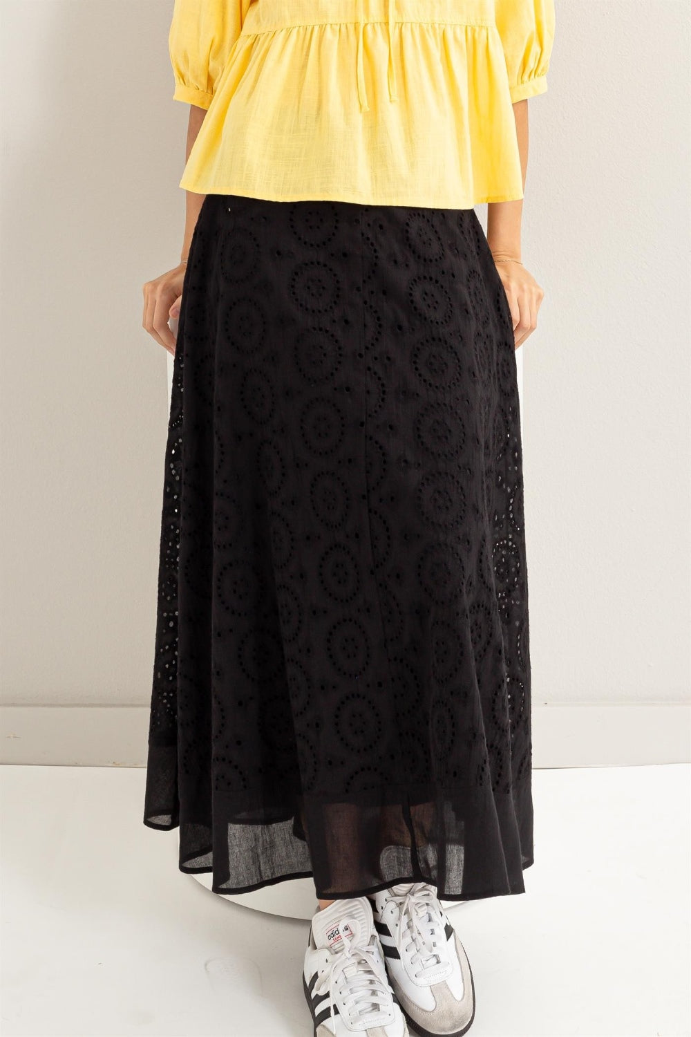 Black High-Waist Midi Skirt