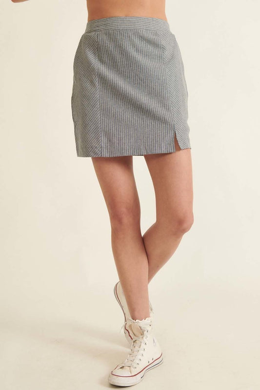 Light Grey Pinstripe Short Skirt