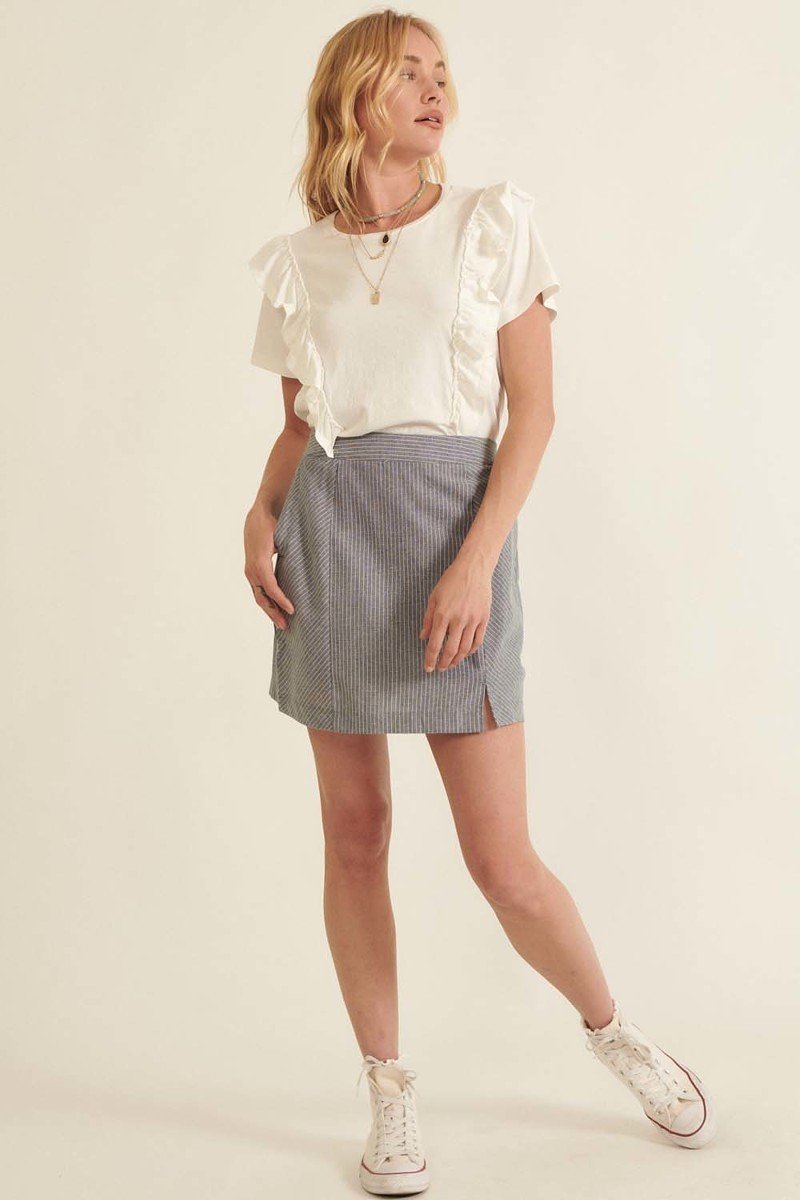 Light Grey Pinstripe Short Skirt