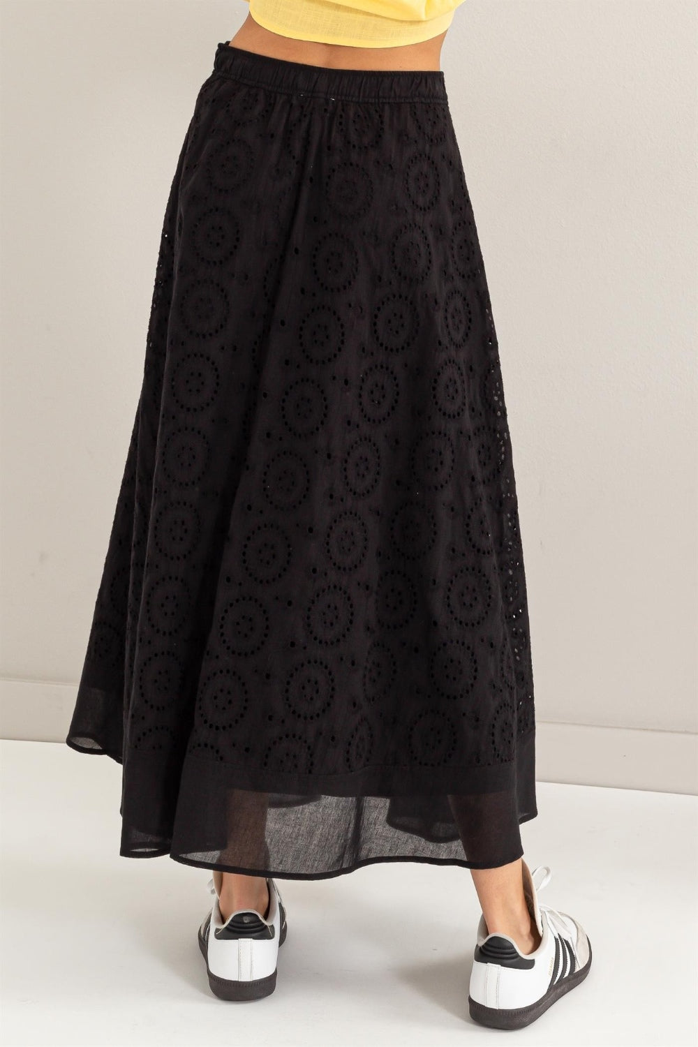 Black High-Waist Midi Skirt