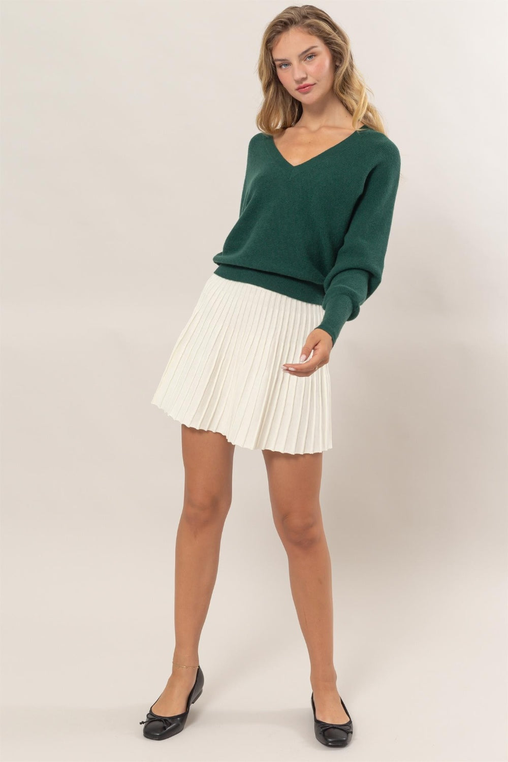 Beige High Waist Pleated Short Skirt